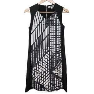 Liberty Sage Sheer Midi Dress Black Striped Minimal Artsy Office‎ Chic Womens XS